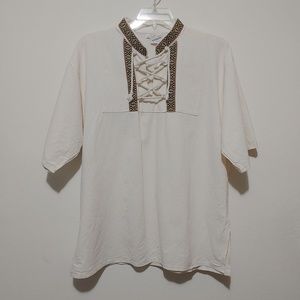 Gaucho Traditional Mexican Men's Shirt, Size Large, Color Cream, D01-0005